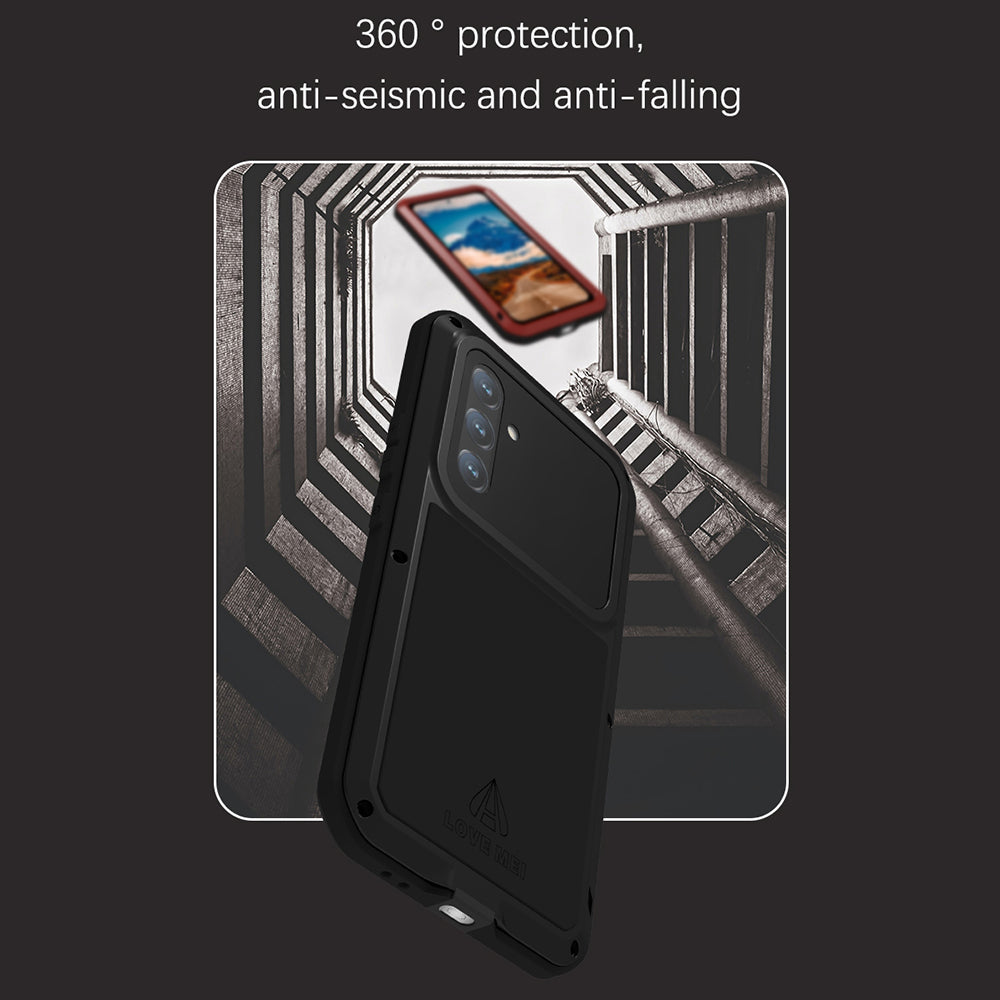 LOVE MEI For Samsung Galaxy A54 5G Metal Silicone Phone Case Full Body Protective Cover with Tempered Glass Film LOVE MEI For Samsung Galaxy A54 5G Metal Silicone Phone Case Full Body Protective Cover with Tempered Glass Film